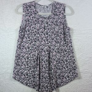 194-ALFRED SUNG Floral Sleeveless Blouse - Pink and Black